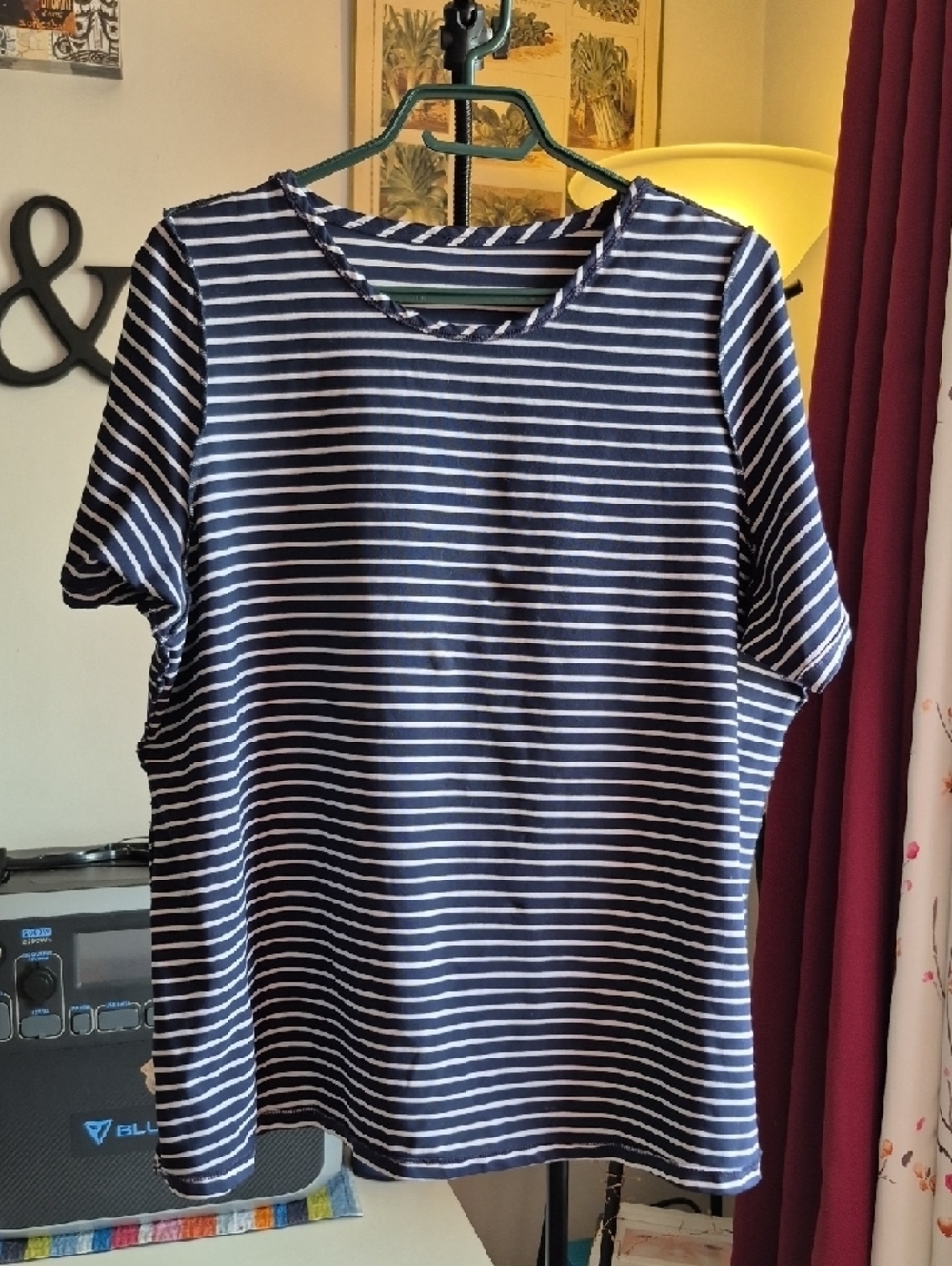 2X Very Stretchy Breton Maritime Style Navy and White Striped Tee